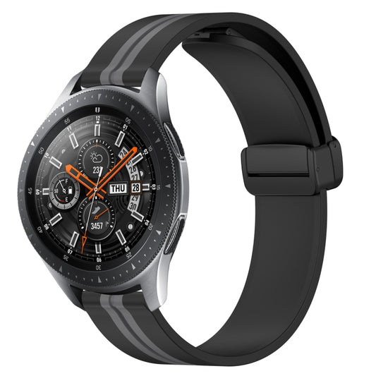 For Samsung Galaxy Watch 46mm 22mm Folding Magnetic Clasp Silicone Watch Band(Black+Grey) by bashfashion