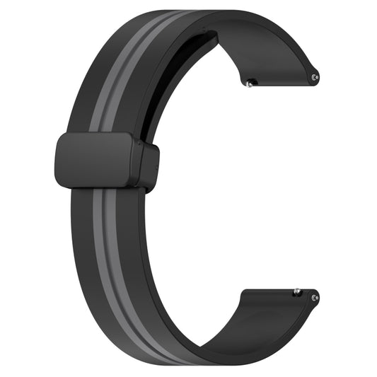 For Samsung Galaxy Watch 46mm 22mm Folding Magnetic Clasp Silicone Watch Band(Black+Grey) by bashfashion