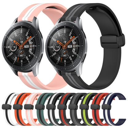 For Samsung Galaxy Watch 46mm 22mm Folding Magnetic Clasp Silicone Watch Band(Midnight Blue + White) by bashfashion