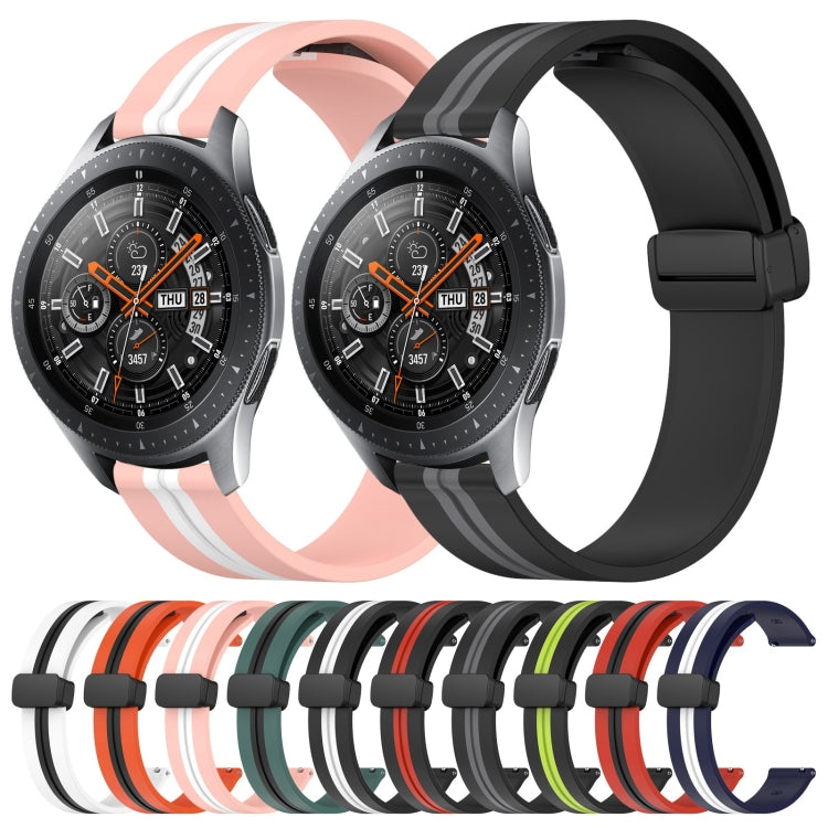 For Samsung Galaxy Watch 46mm 22mm Folding Magnetic Clasp Silicone Watch Band(Olive Green + Black) by bashfashion