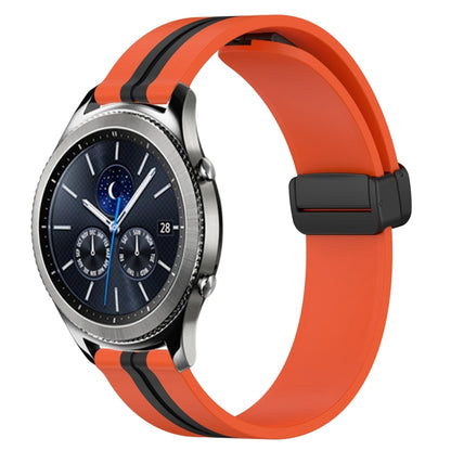 For Samsung Gear S3 Classic 22mm Folding Magnetic Clasp Silicone Watch Band(Orange+Black) by bashfashion