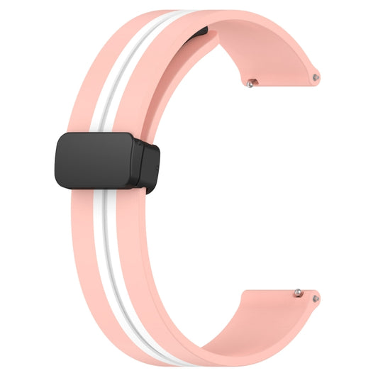 For Samsung Gear S3 Classic 22mm Folding Magnetic Clasp Silicone Watch Band(Pink+White) by bashfashion