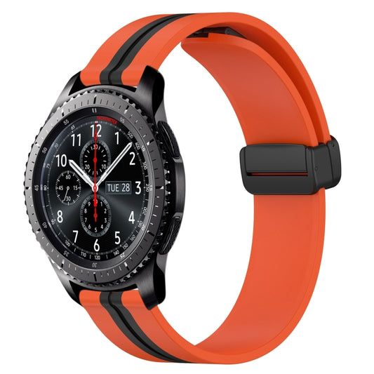 For Samsung Gear S3 Frontier 22mm Folding Magnetic Clasp Silicone Watch Band(Orange+Black) by bashfashion