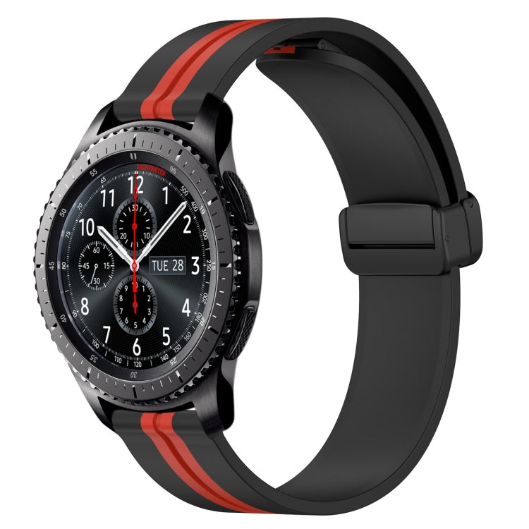 For Samsung Gear S3 Frontier 22mm Folding Magnetic Clasp Silicone Watch Band(Black+Red) by bashfashion