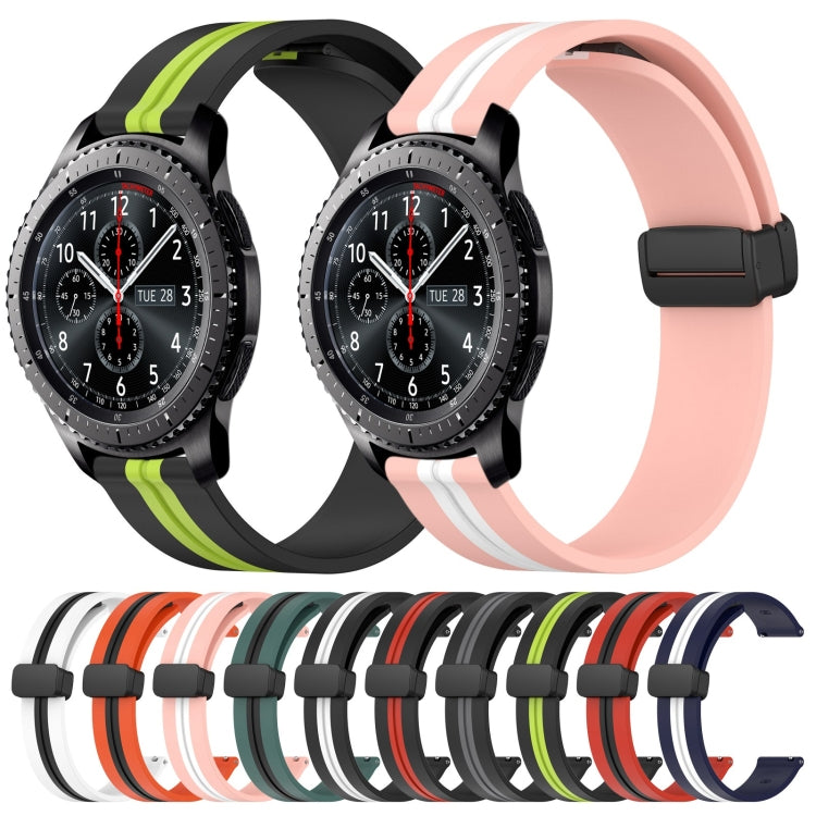 For Samsung Gear S3 Frontier 22mm Folding Magnetic Clasp Silicone Watch Band(Black+Red) by bashfashion