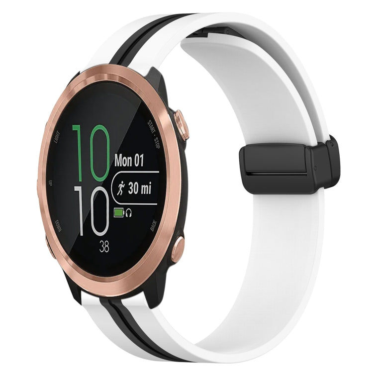 For Garmin Forerunner 645 Music 20mm Folding Magnetic Clasp Silicone Watch Band(White+Black) by bashfashion