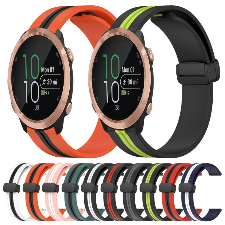 For Garmin Forerunner 645 Music 20mm Folding Magnetic Clasp Silicone Watch Band(White+Black) by bashfashion