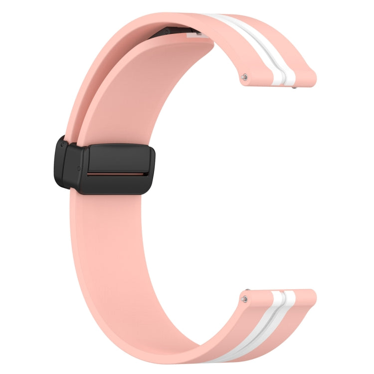 For Samsung Galaxy Watch Active 2 40mm 20mm Folding Magnetic Clasp Silicone Watch Band(Pink+White) by bashfashion