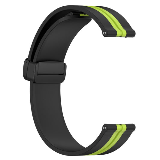 For Samsung Galaxy Watch Active 2 40mm 20mm Folding Magnetic Clasp Silicone Watch Band(Black+Lime Green) by bashfashion