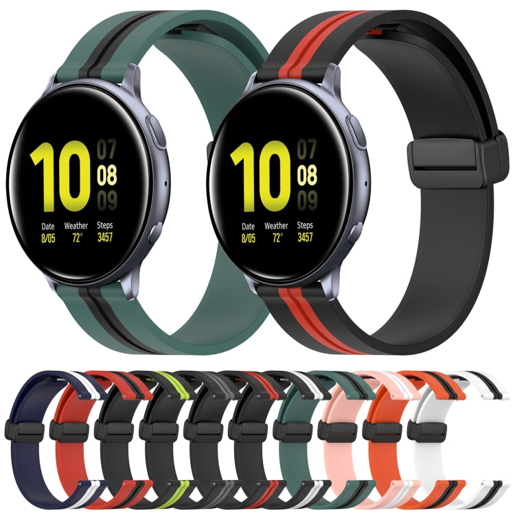 For Samsung Galaxy Watch Active 2 40mm 20mm Folding Magnetic Clasp Silicone Watch Band(Orange+Black) by bashfashion