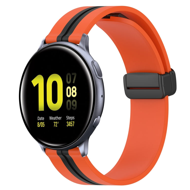 For Samsung Galaxy Watch Active 2 44mm 20mm Folding Magnetic Clasp Silicone Watch Band(Orange+Black) by bashfashion