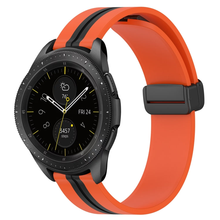 For Samsung Galaxy Watch 42mm 20mm Folding Magnetic Clasp Silicone Watch Band(Orange+Black) by bashfashion