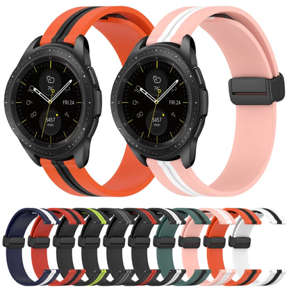 For Samsung Galaxy Watch 42mm 20mm Folding Magnetic Clasp Silicone Watch Band(Black+Lime Green) by bashfashion