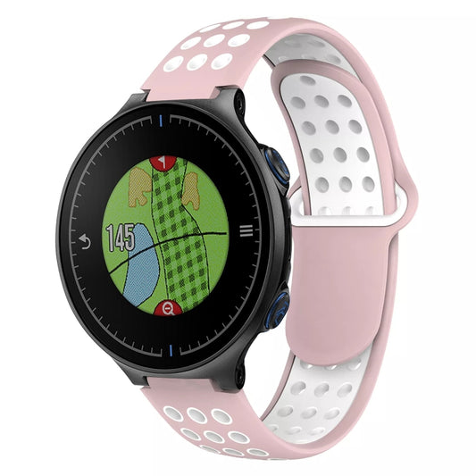For Garmin Approach S5 Two-Color Punched Breathable Silicone Watch Band(Pink+White) by bashfashion