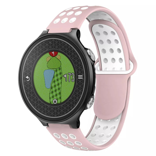 For Garmin Approach S6 Two-Color Punched Breathable Silicone Watch Band(Pink+White) by bashfashion