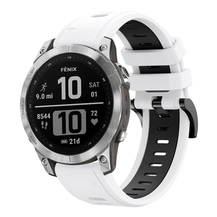 For Garmin Fenix 7 22mm Two-Color Sports Silicone Watch Band(White+Black) by bashfashion