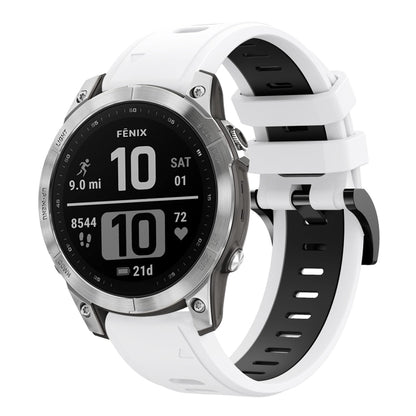 For Garmin Fenix 7 22mm Two-Color Sports Silicone Watch Band(White+Black) by bashfashion