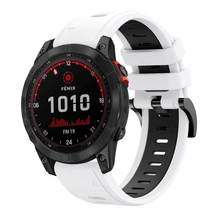 For Garmin Fenix 7 Solar 22mm Two-Color Sports Silicone Watch Band(White+Black) by bashfashion