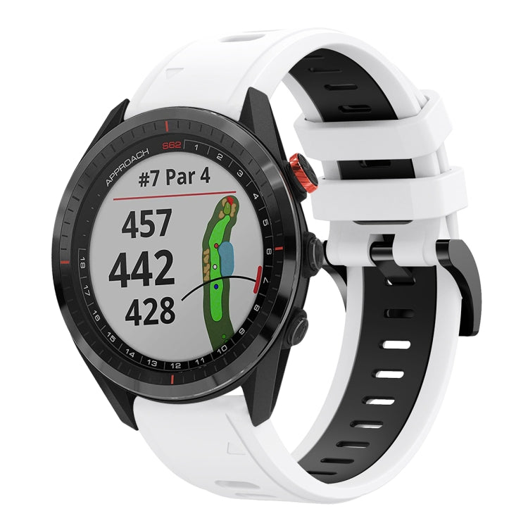 For Garmin Approach S62 22mm Two-Color Sports Silicone Watch Band(White+Black) by bashfashion