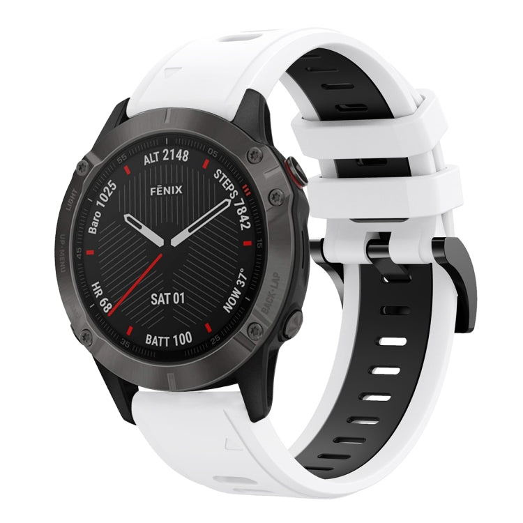 For Garmin Fenix 6 Sapphire GPS 22mm Two-Color Sports Silicone Watch Band(White+Black) by bashfashion
