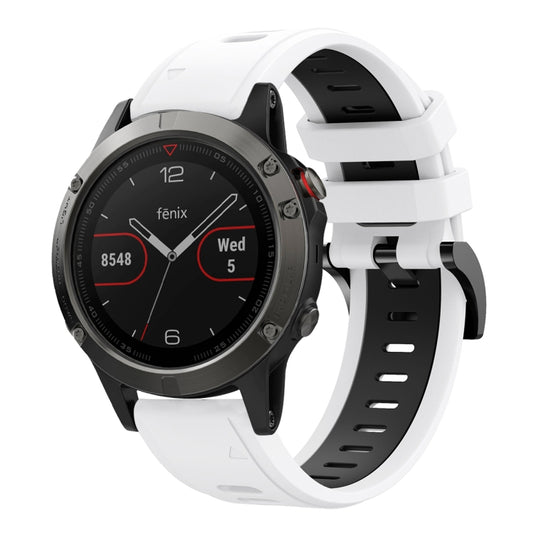 For Garmin Fenix 5 22mm Two-Color Sports Silicone Watch Band(White+Black) by bashfashion