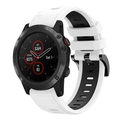 For Garmin Fenix 5 Plus 22mm Two-Color Sports Silicone Watch Band(White+Black) by bashfashion