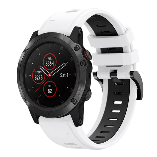 For Garmin Fenix 5 Plus 22mm Two-Color Sports Silicone Watch Band(White+Black) by bashfashion