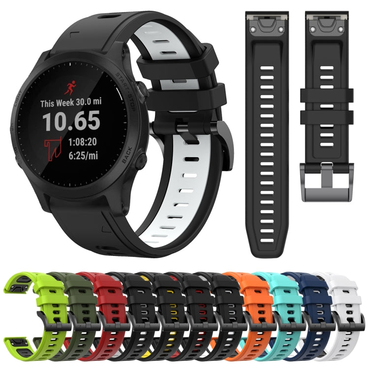 For Garmin Forerunner 945 22mm Two-Color Sports Silicone Watch Band(White+Black) by bashfashion