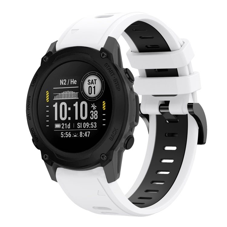For Garmin Descent G1 22mm Two-Color Sports Silicone Watch Band(White+Black) by bashfashion