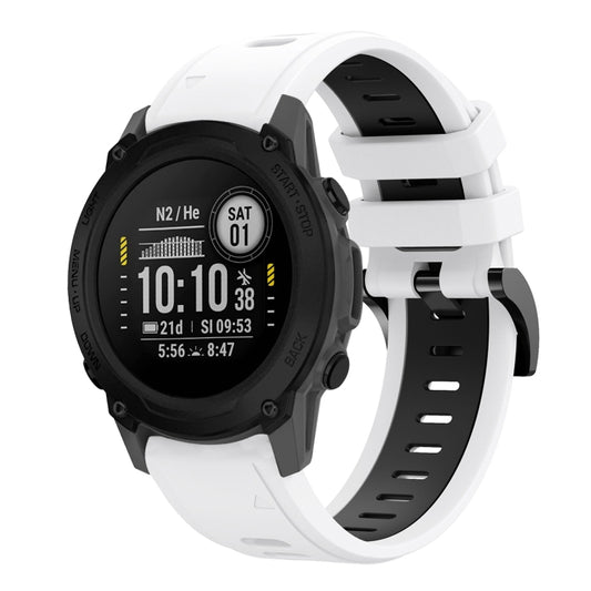 For Garmin Descent G1 22mm Two-Color Sports Silicone Watch Band(White+Black) by bashfashion