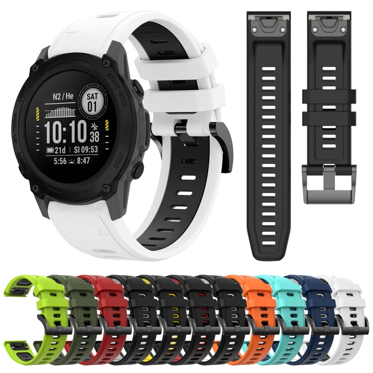For Garmin Descent G1 22mm Two-Color Sports Silicone Watch Band(White+Black) by bashfashion