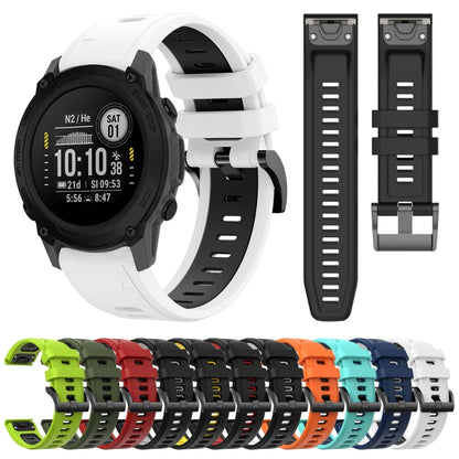 For Garmin Descent G1 22mm Two-Color Sports Silicone Watch Band(White+Black) by bashfashion