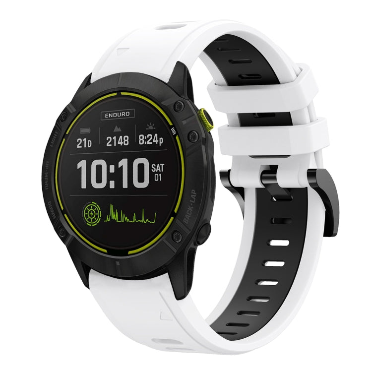 For Garmin Enduro 26mm Two-Color Sports Silicone Watch Band(White+Black) by bashfashion
