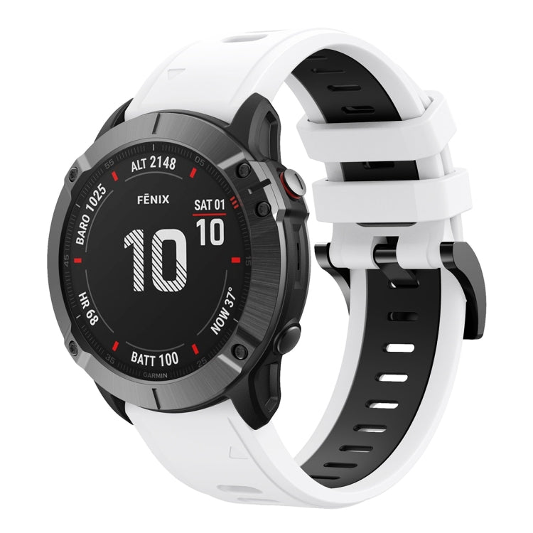 For Garmin Fenix 6X 26mm Two-Color Sports Silicone Watch Band(White+Black) by bashfashion
