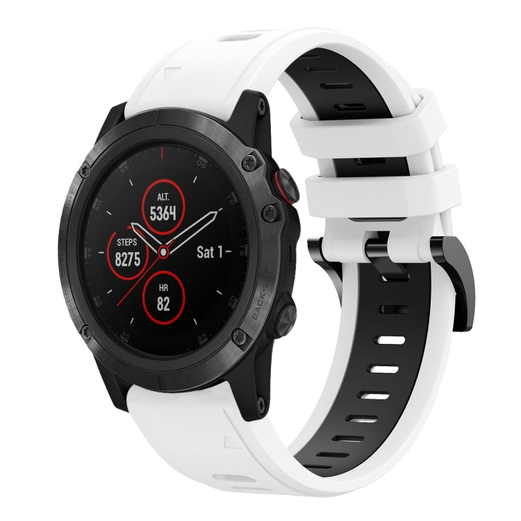 For Garmin Fenix 5X Sapphire 26mm Two-Color Sports Silicone Watch Band(White+Black) by bashfashion