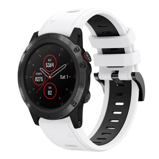 For Garmin Fenix 5X Sapphire 26mm Two-Color Sports Silicone Watch Band(White+Black) by bashfashion