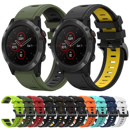 For Garmin Fenix 5X Plus 26mm Two-Color Sports Silicone Watch Band(White+Black) by bashfashion