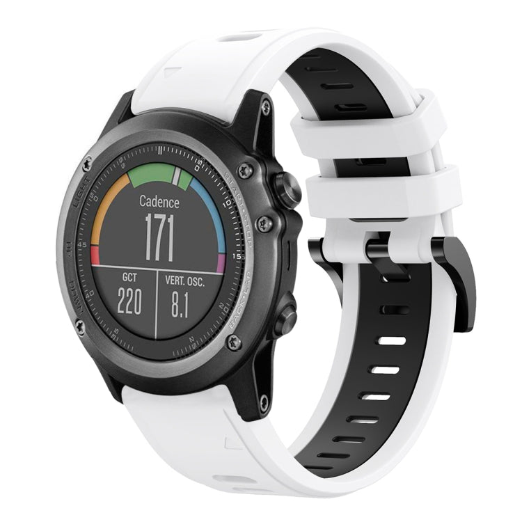 For Garmin Fenix 3 HR 26mm Two-Color Sports Silicone Watch Band(White+Black) by bashfashion