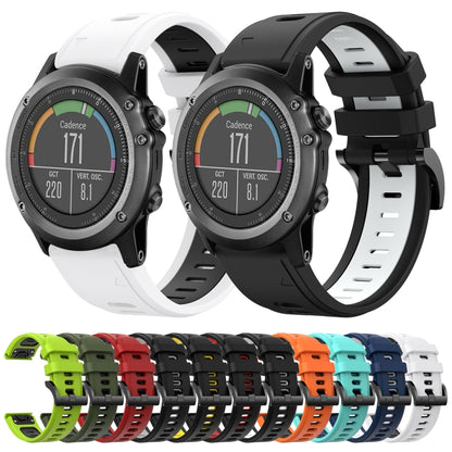 For Garmin Fenix 3 Sapphire 26mm Two-Color Sports Silicone Watch Band(White+Black) by bashfashion