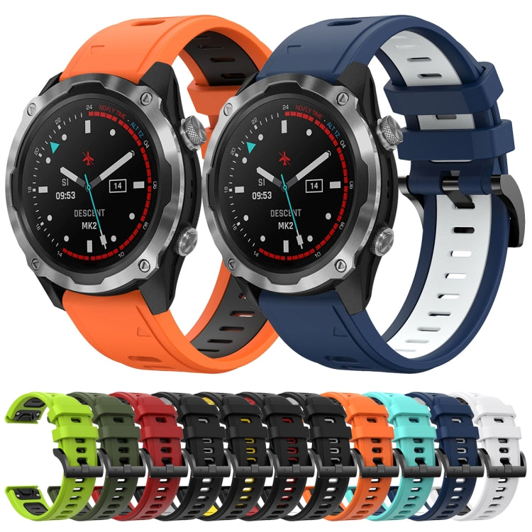 For Garmin Descent MK 2 26mm Two-Color Sports Silicone Watch Band(White+Black) by bashfashion