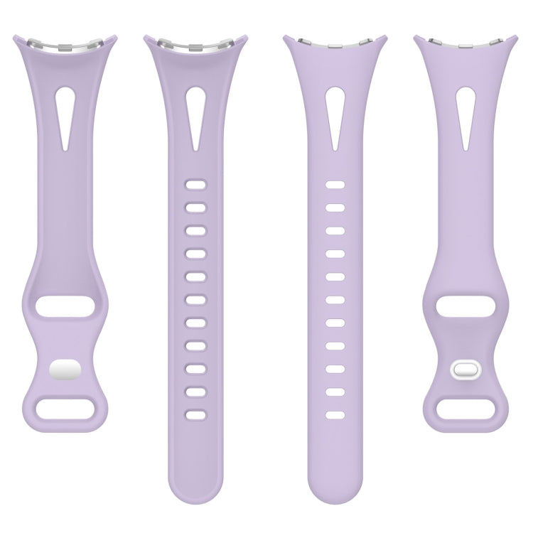 For Google Pixel Watch Water Drop Slimming Butterfly Button Solid Silicone Band(Light Purple) by bashfashion