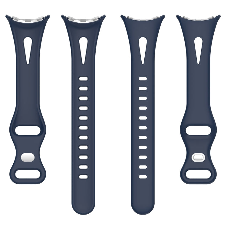 For Google Pixel Watch Water Drop Slimming Butterfly Button Solid Silicone Band(Midnight Blue) by bashfashion