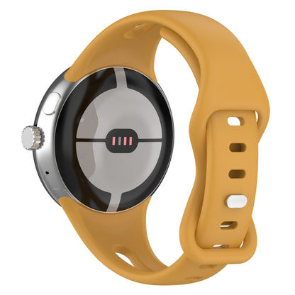 For Google Pixel Watch Water Drop Slimming Butterfly Button Solid Silicone Band(Yellow) by bashfashion