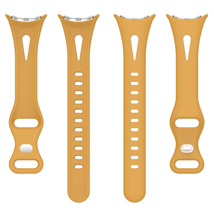 For Google Pixel Watch Water Drop Slimming Butterfly Button Solid Silicone Band(Yellow) by bashfashion