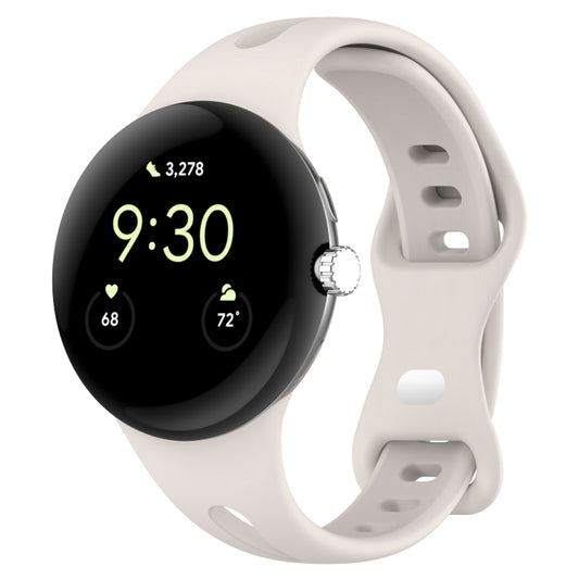 For Google Pixel Watch Water Drop Slimming Butterfly Button Solid Silicone Band(Starlight Color) by bashfashion