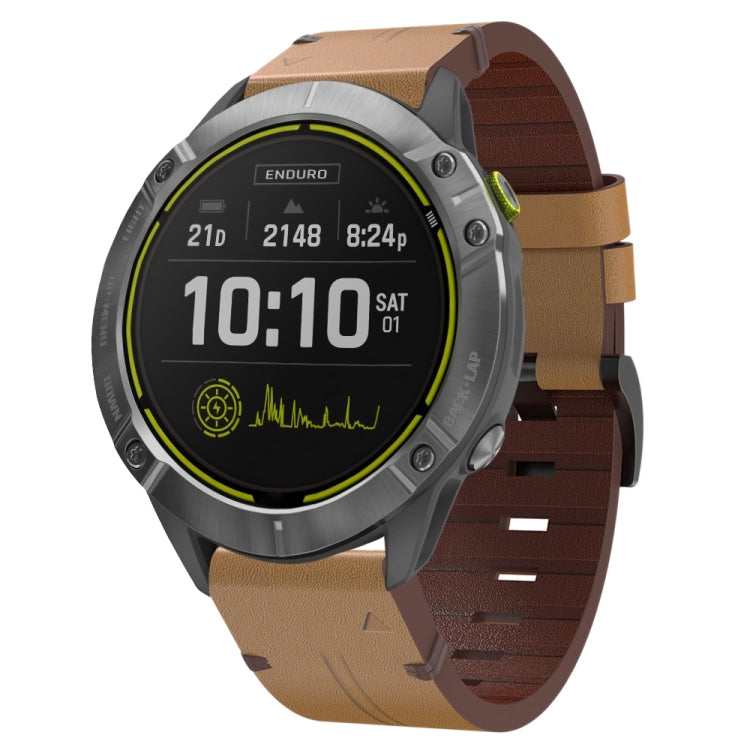 For Garmin Enduro 26mm Leather Steel Buckle Watch Band (Light Brown) by bashfashion