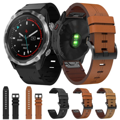 For Garmin Descent MK 2 26mm Leather Steel Buckle Watch Band (Light Brown) by bashfashion