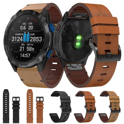 For Garmin Descent MK 2i 26mm Leather Steel Buckle Watch Band (Light Brown) by bashfashion