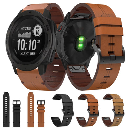 For Garmin Instinct 22mm Leather Steel Buckle Watch Band (Light Brown) by bashfashion