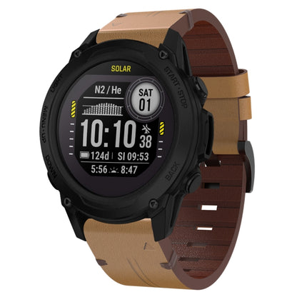 For Garmin Descent G1 22mm Leather Steel Buckle Watch Band (Light Brown) by bashfashion